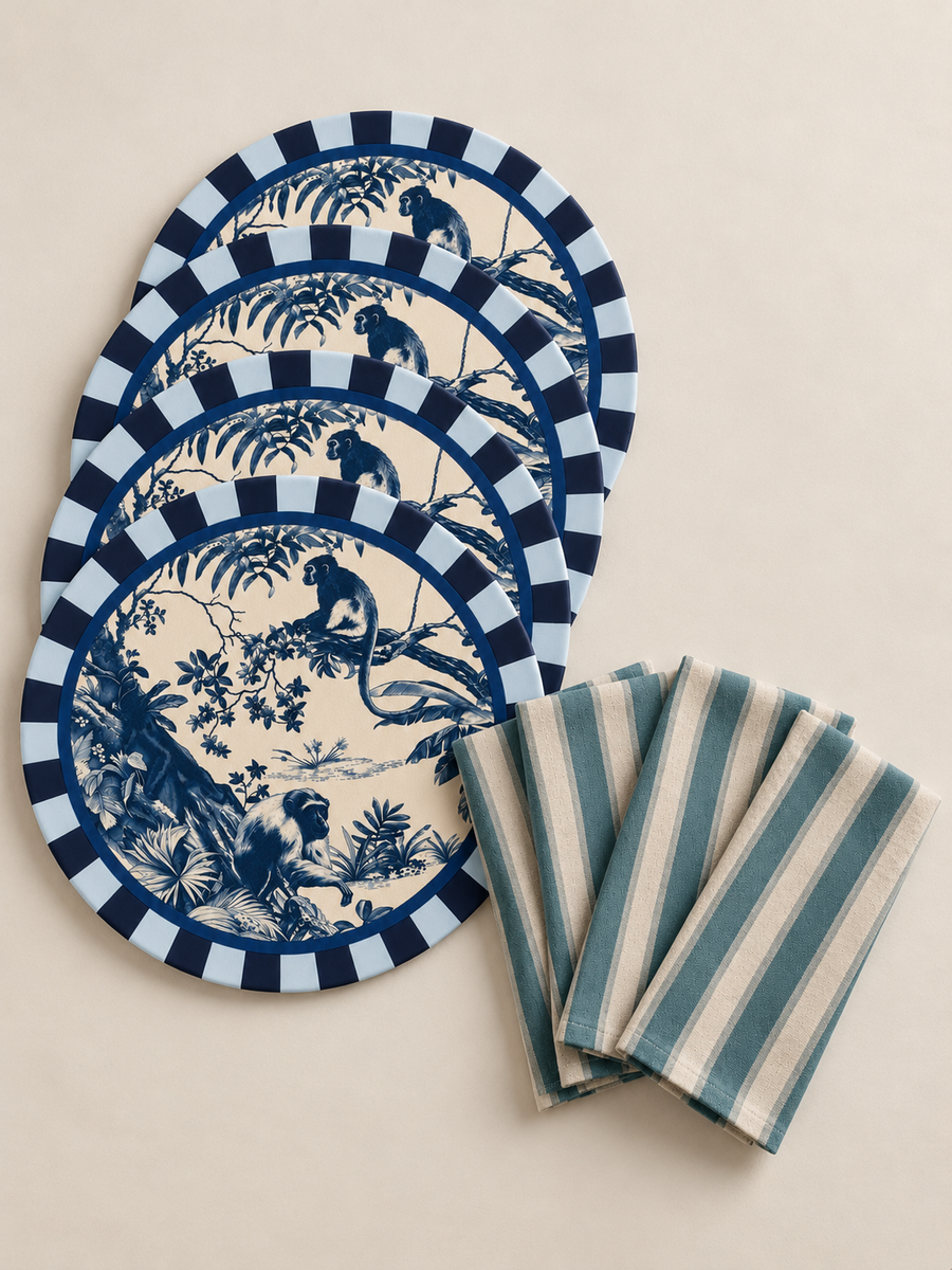 Set de Mesa Esencial Jungle Bleu | 4 Personas