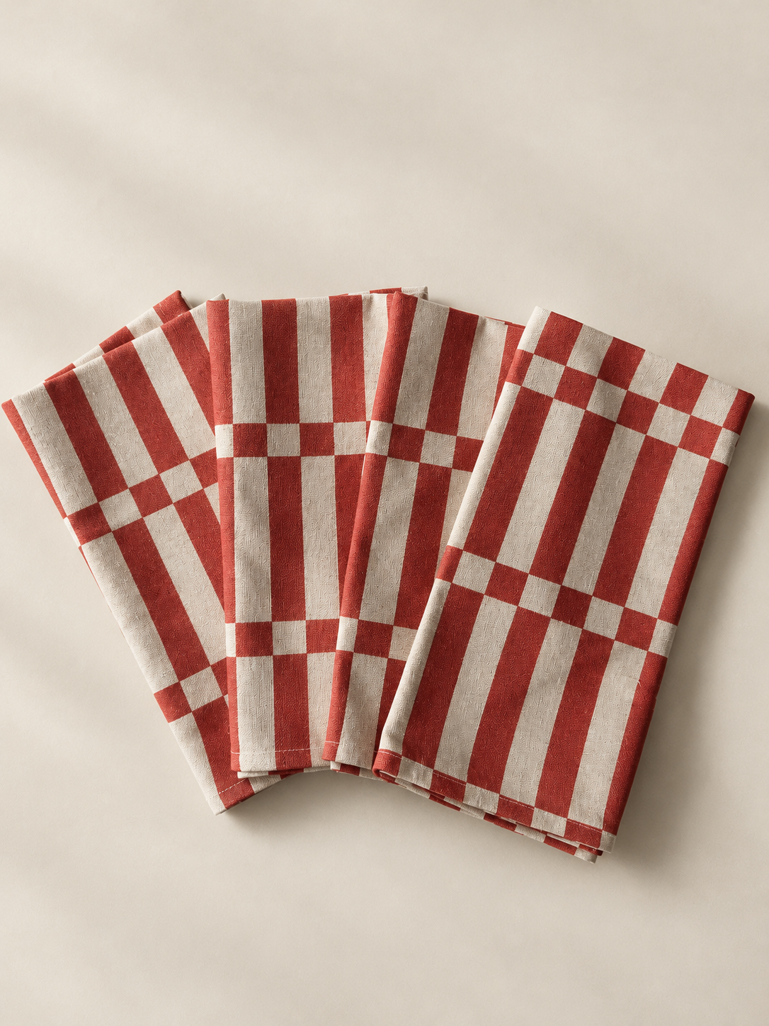 Set 4 Servilletas Geometrica Rojo