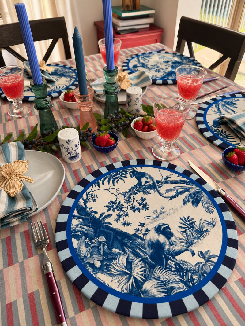 Individual Jungle Bleu en mesa puesta