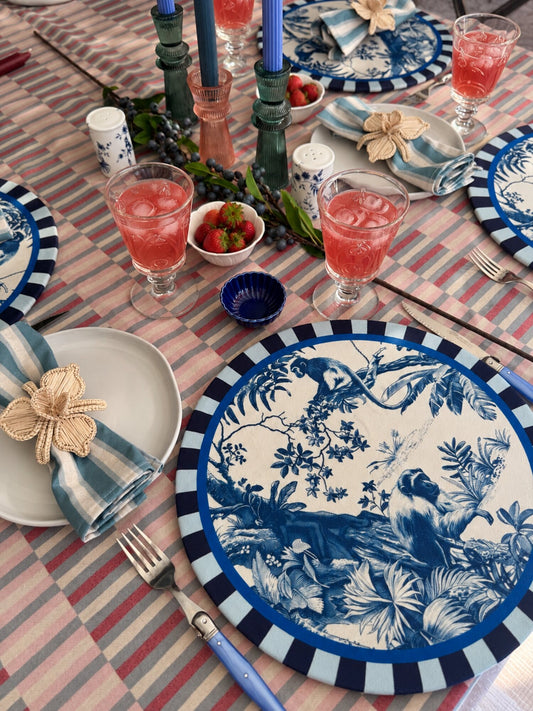 Individual Jungle Bleu en mesa puesta