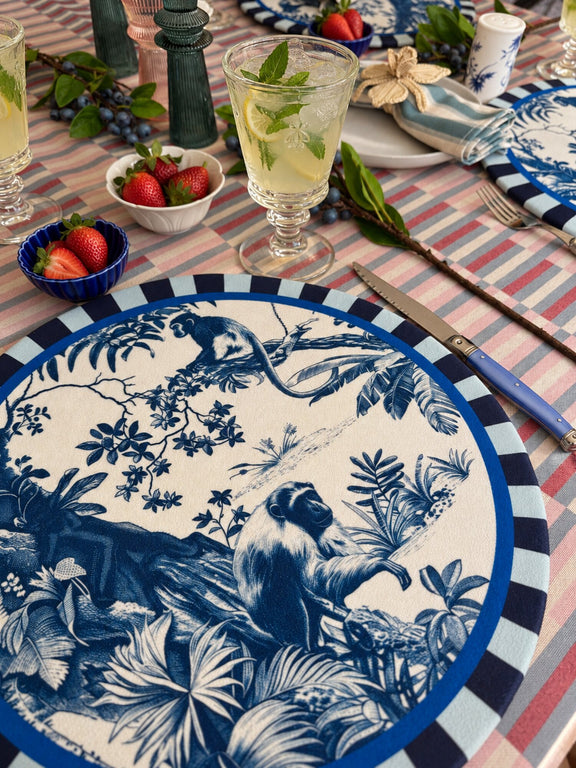 Individual Jungle Bleu en mesa puesta