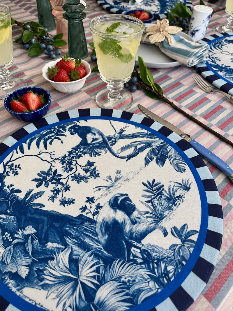 Individual Jungle Bleu en mesa puesta